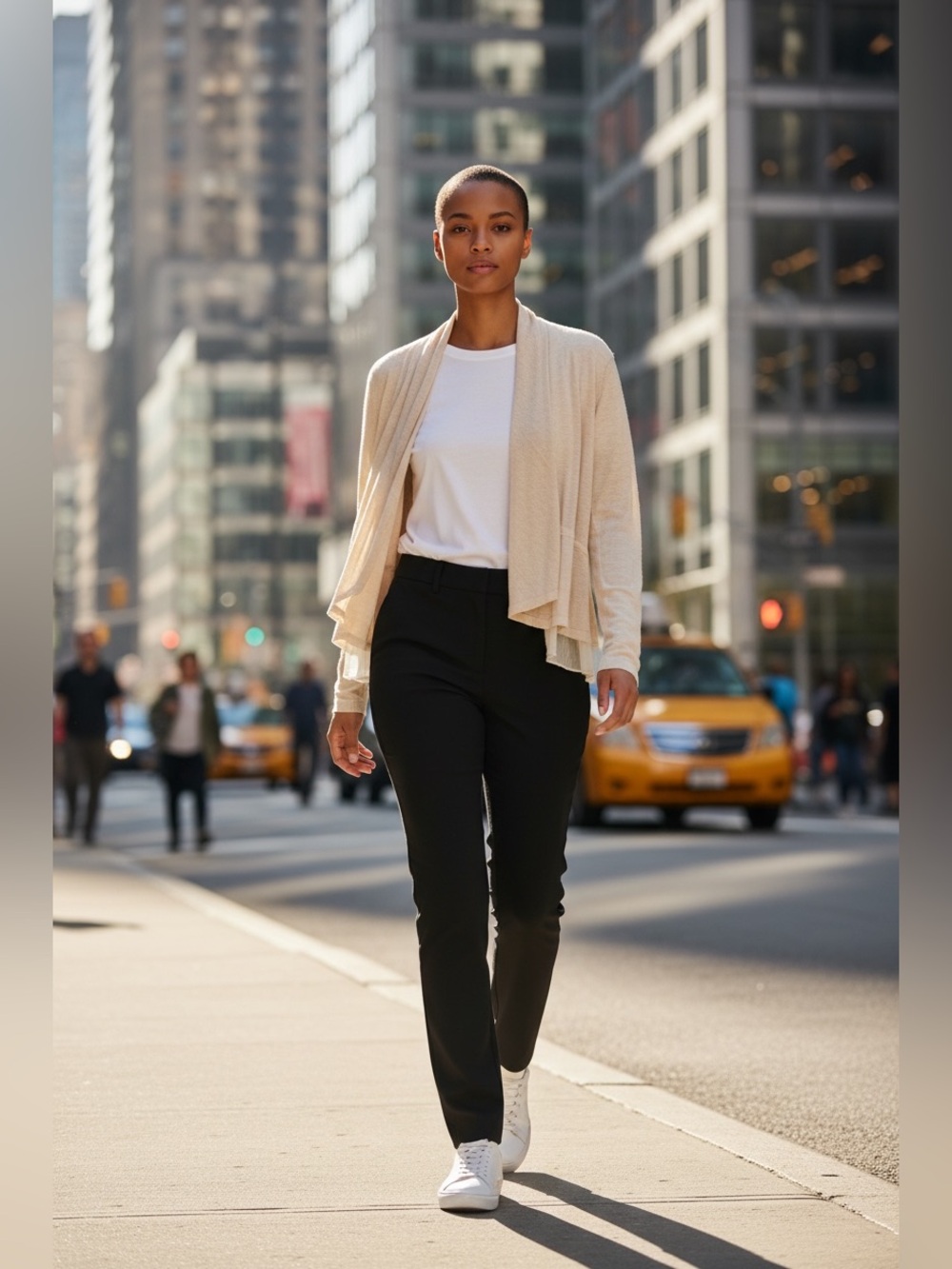 Anthropologie Cream Open-Front Lightweight Cardigan